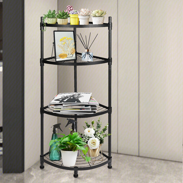 Rebrilliant Corner Iron Storage Rack With Four FanShaped Shelves Wayfair